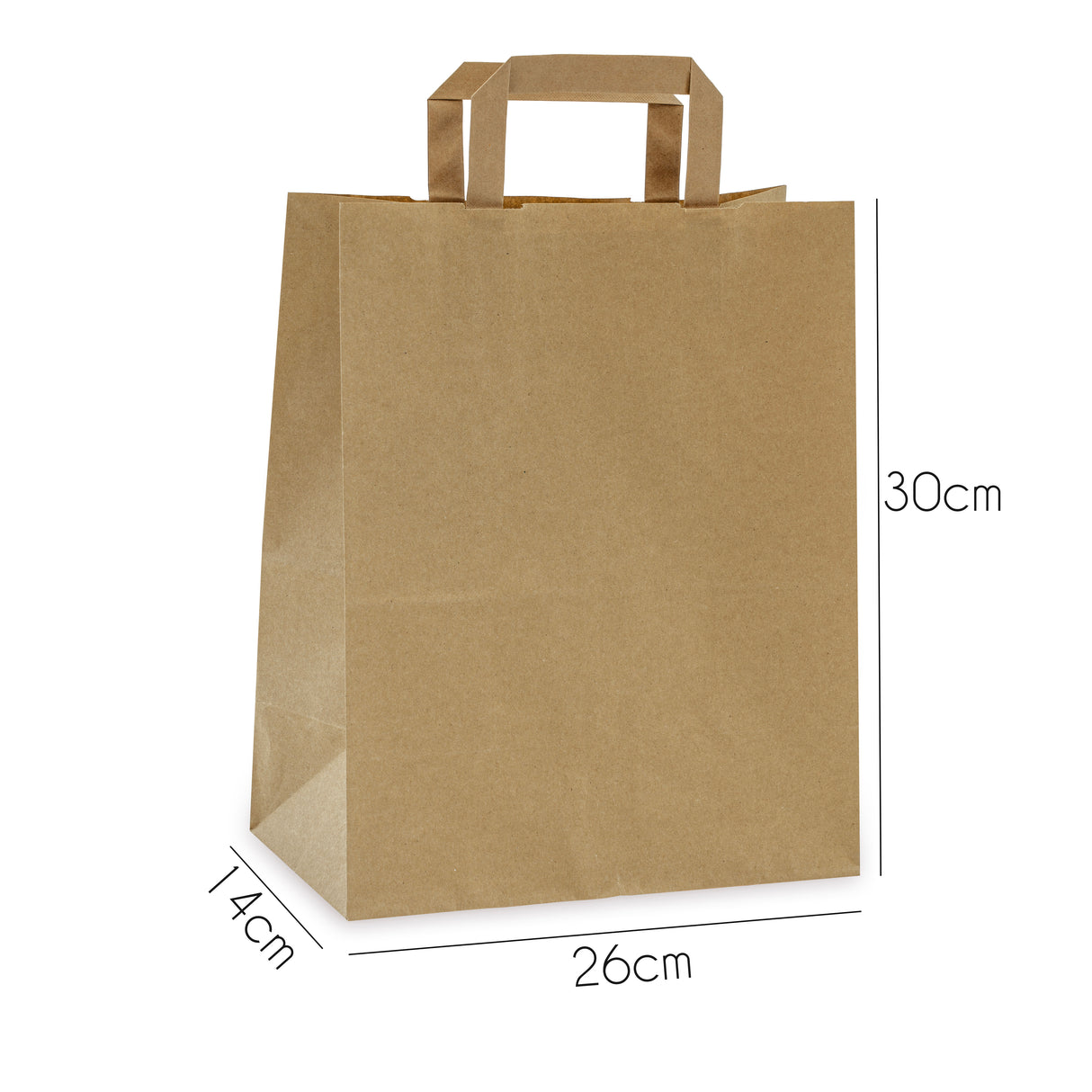Papiertüte mit flachem Griff 260x140x300mm Braun