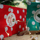 Weihnachtspapiertüten mit Punkten 10x26x6,5 + Weihnachtsaufkleber