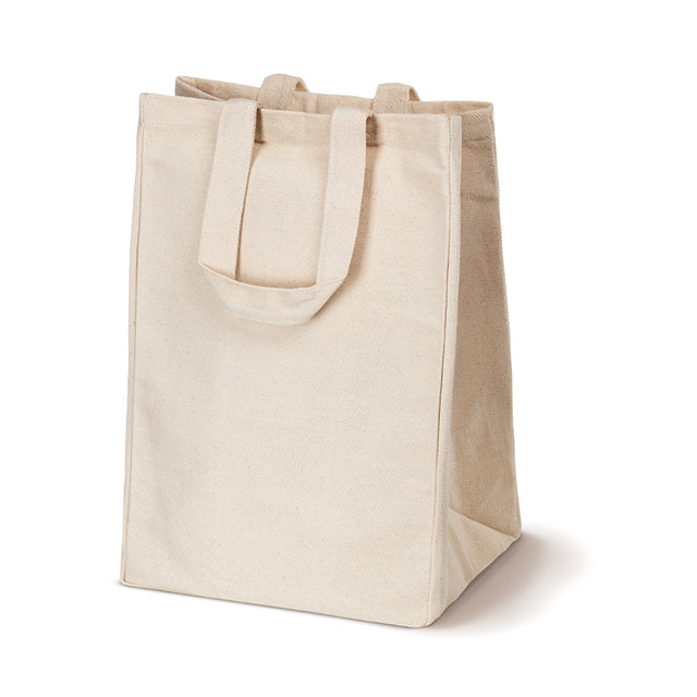 Baumwolltasche 25 x 18 x 18 x 36 cm, 320 g/m², natur, mit Innentasche