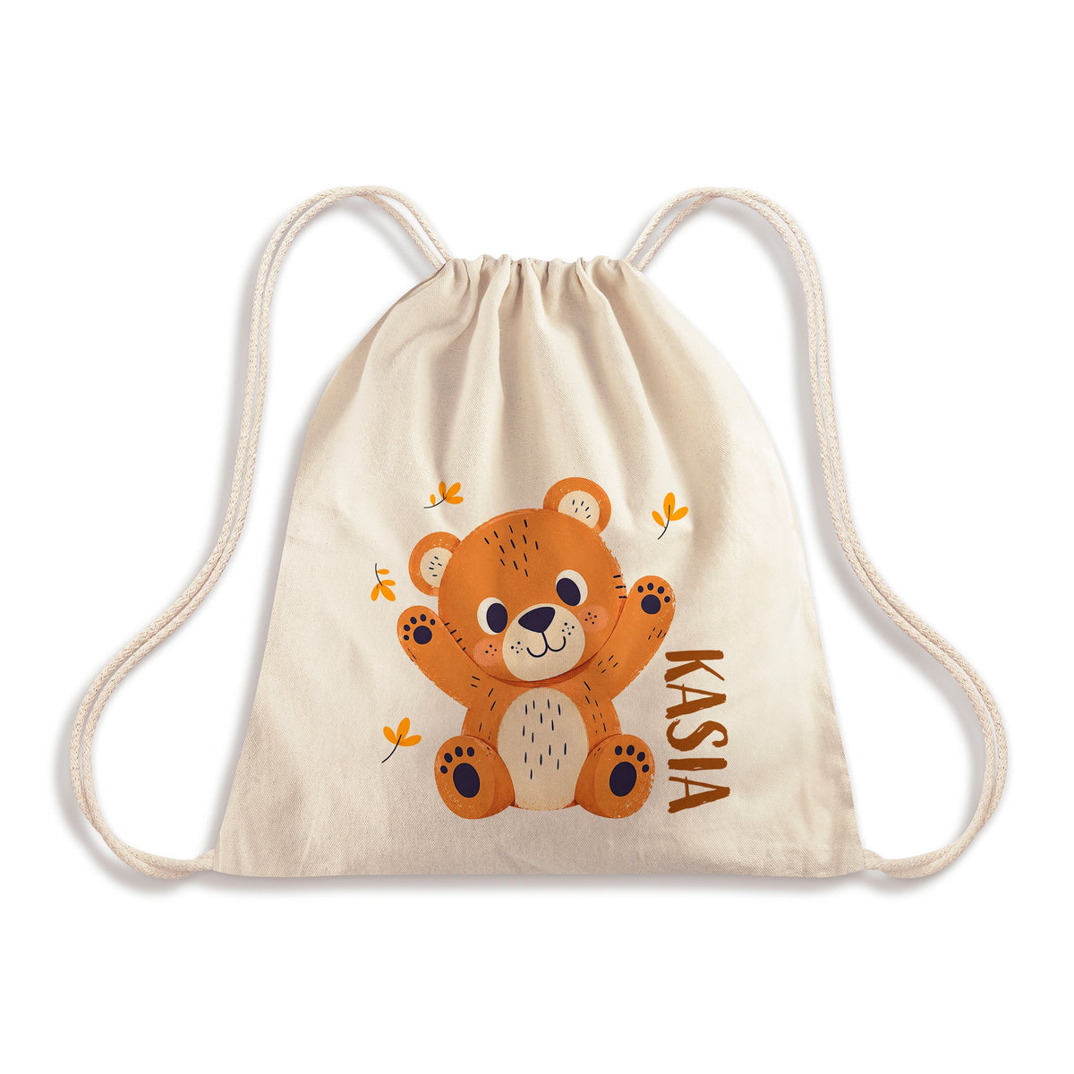 Baumwoll-Rucksacktasche 340 x 400 mm mit Aufdruck für Kinder Teddybär