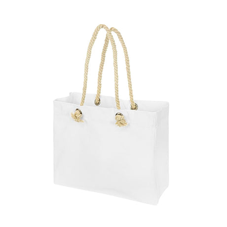Baumwolltasche 42 x 15 x 15 x 38 cm, Henkel 70 cm, weiß, Strandtasche