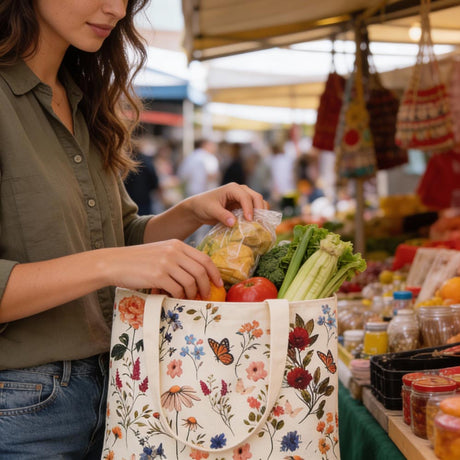 Baumwolltasche Blumen 35x38cm