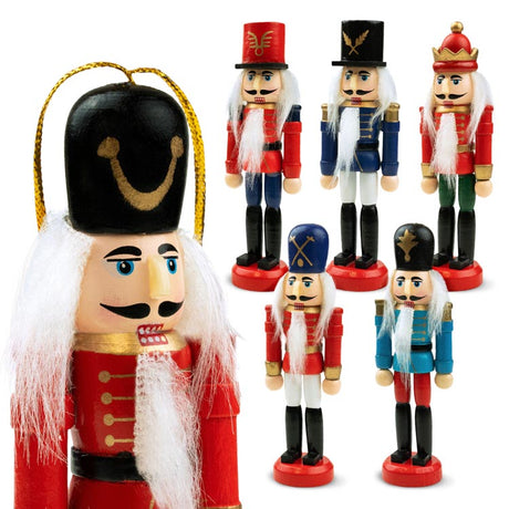 Nussknacker-Weihnachtsbaumhänger - 6er-Set