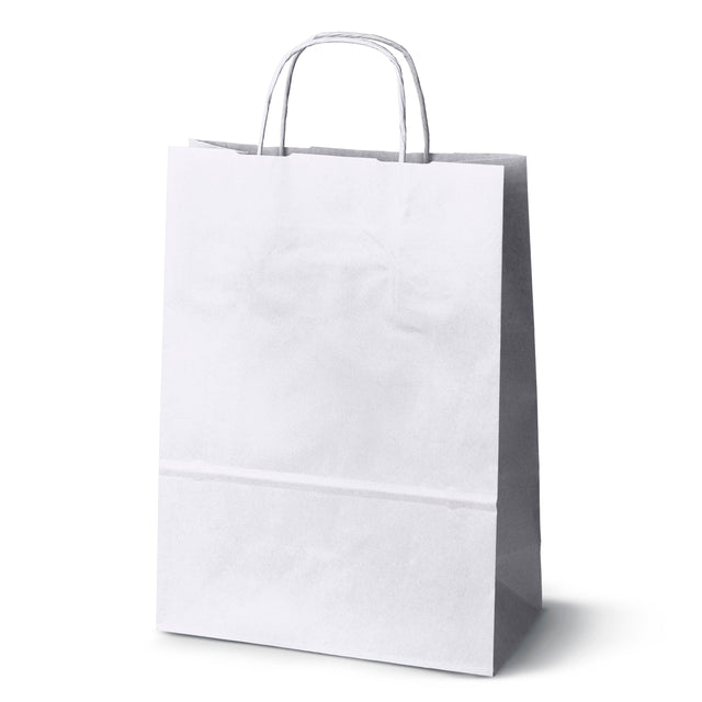 Papiertragetasche mit Kordelgriff 24+10x36 cm, 90 g/m², weiß