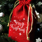 Jute Geschenkbeutel rot 30x42cm MERRY CHRISTMAS