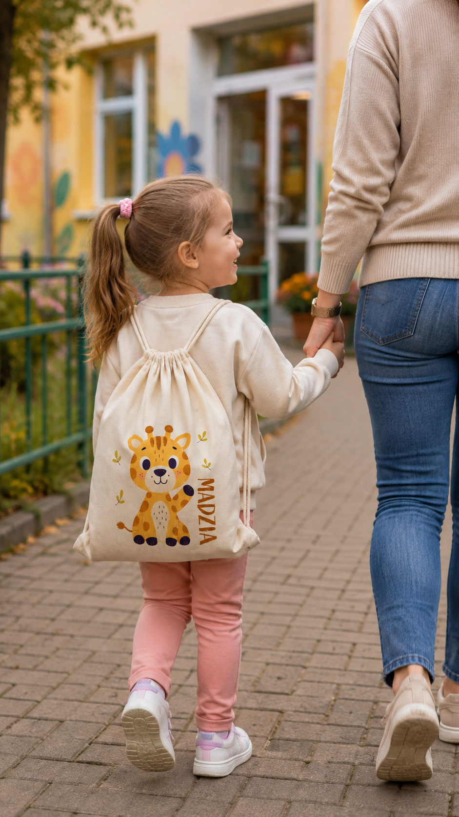 Baumwoll-Rucksacktasche 340 x 400 mm mit Aufdruck für Kinder