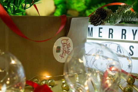 Set aus Blockpapiertüten 120x95x325mm + Aufkleber 10Stk.