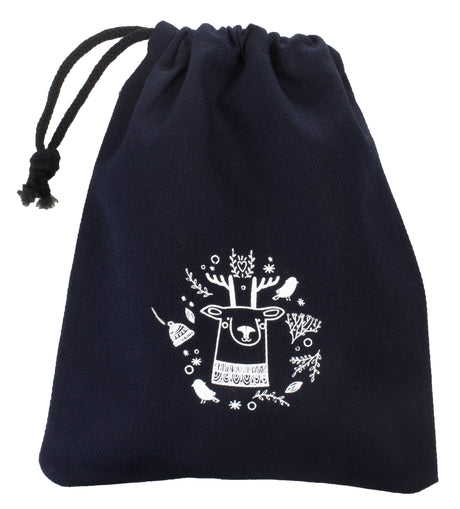 Weihnachts-Baumwollbeutel 200x220mm Marineblau