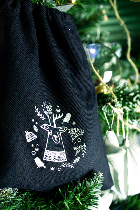 Weihnachts-Baumwollbeutel 200x220mm Marineblau