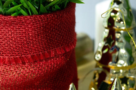 Laminierte Jute-Blumentopfhülle 16x11cm rot