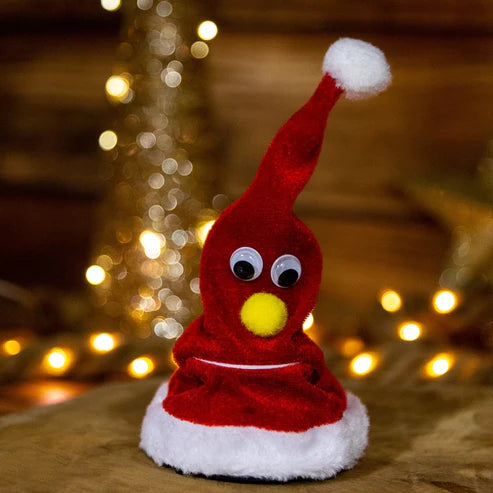 Eine singende Weihnachtsmannmütze, die mit Musik spielt