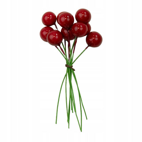 Rote Kugeln auf Draht, 10er-Set.