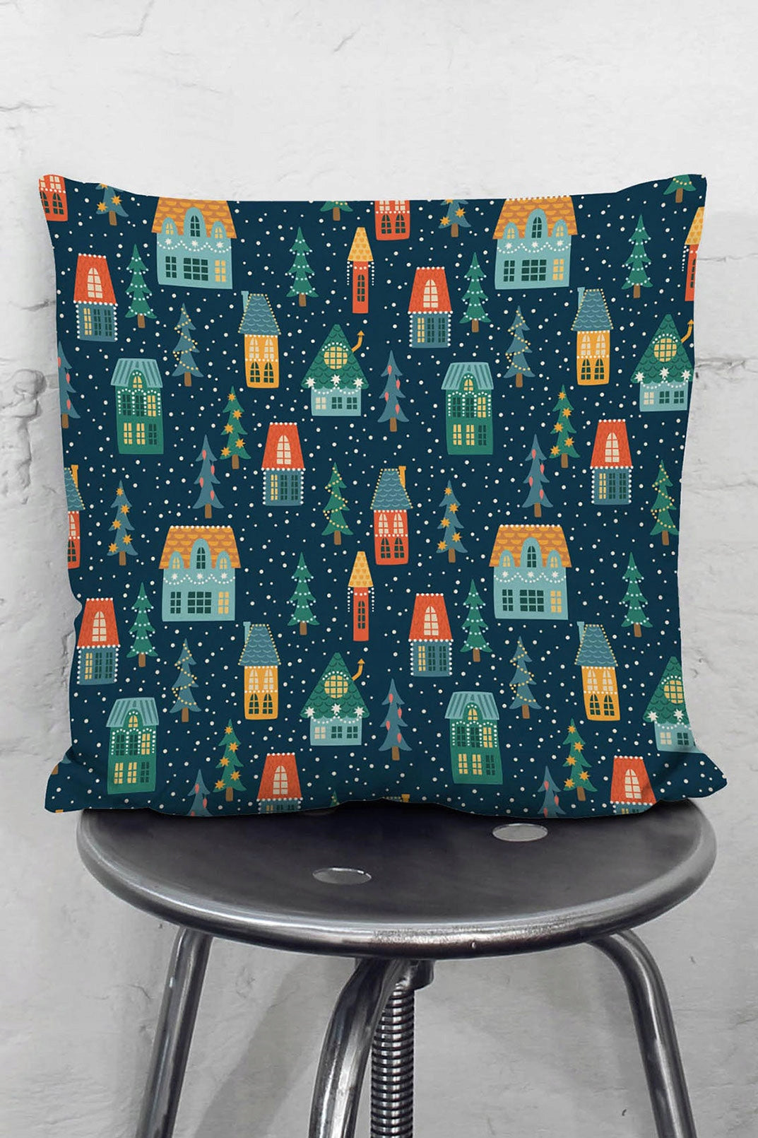 Weihnachtsdeko-Kissenbezug 250×250mm Häuser