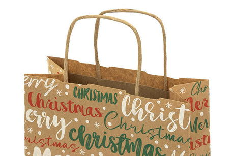 Weihnachtspapiertüte 180x80x220mm Frohe Weihnachten