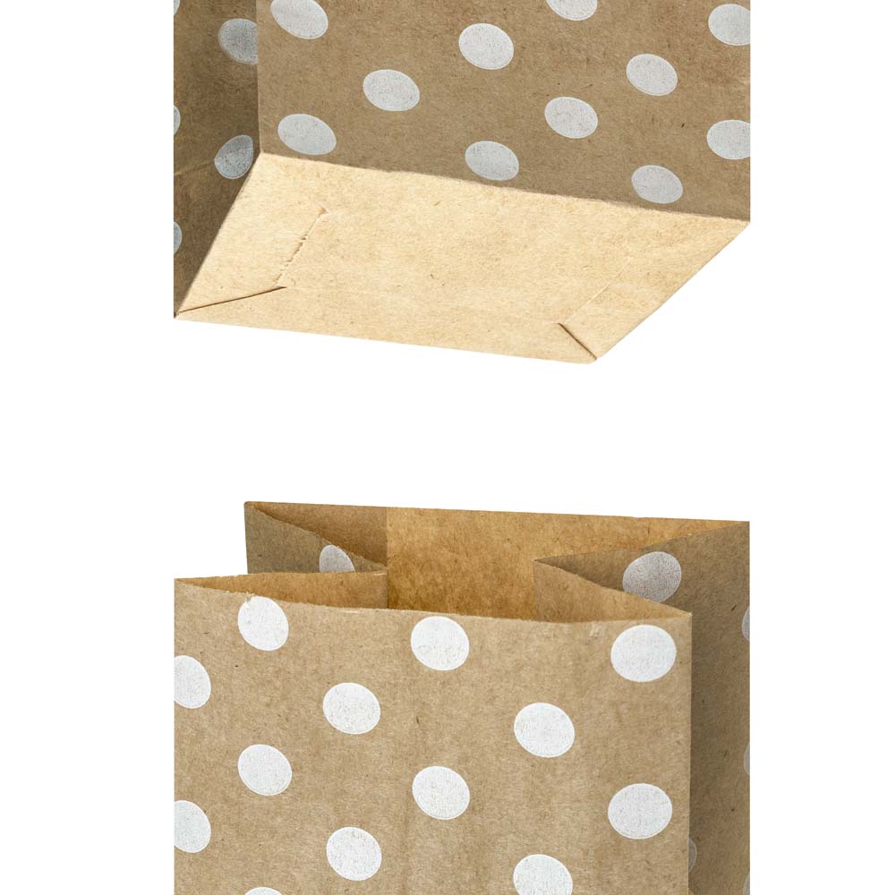 Papiertüten ohne Griff -Braun mit weißen Tupfen- 8+6,5x19cm -1 Stück