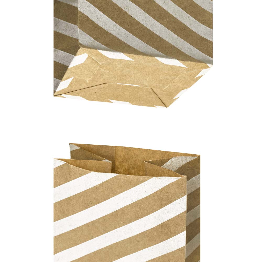 Papiertüten ohne Griff - Braun mit weißen Streifen- 8+6,5x19cm - 1 Stück
