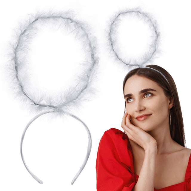 Engelskopf Heiligenschein mit Federn, weiß