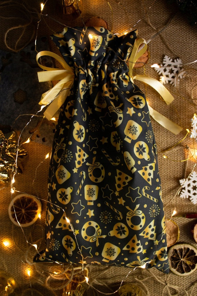 Polyesterbeutel 200x250mm Schwarz für Weihnachten