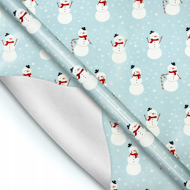 Umweltfreundliches Weihnachtsgeschenkpapier 70 cm × 5 m, Schneemannmuster