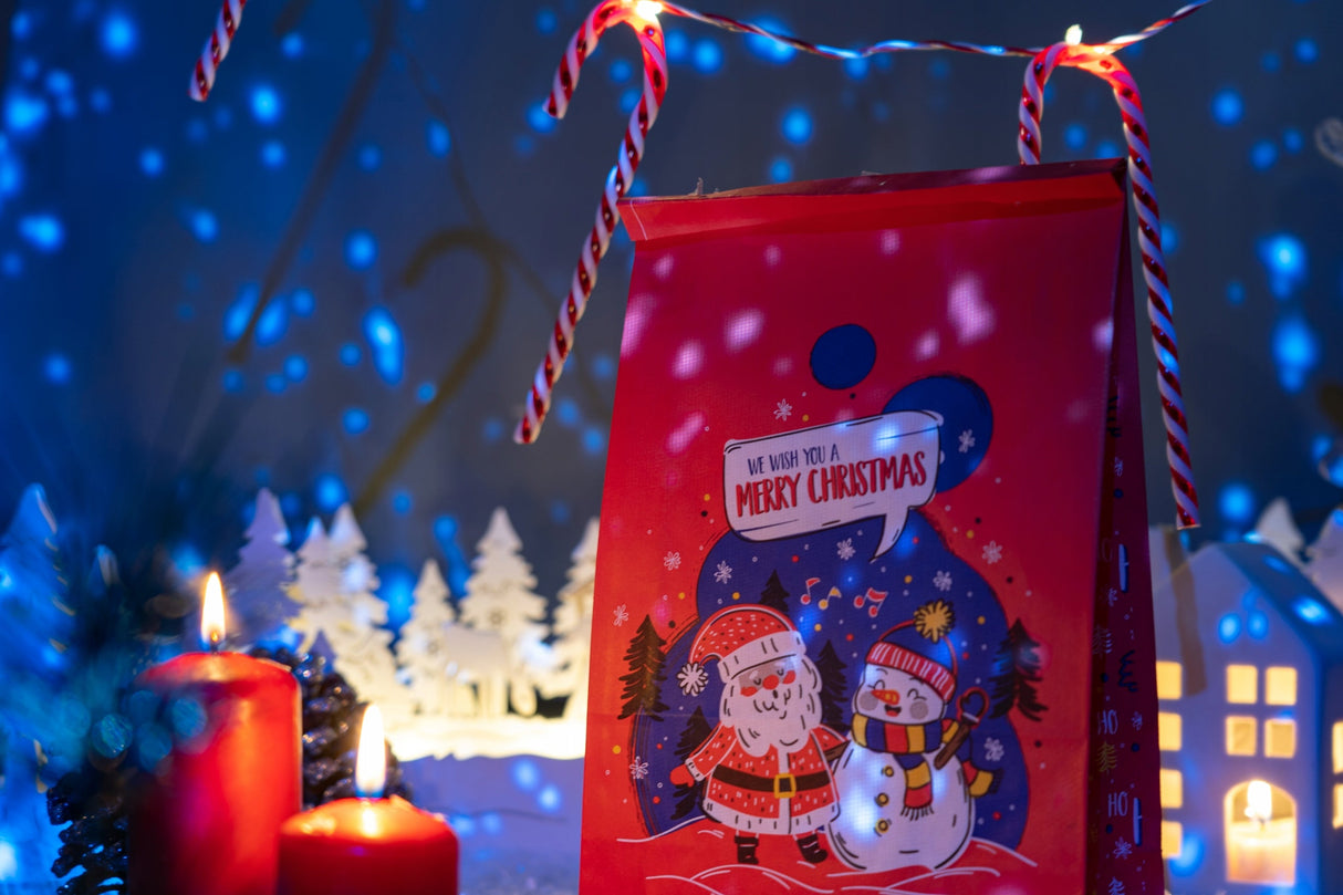 Weihnachtsgeschenktüten Set rot und weiß 8-tlg.