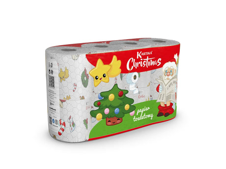 Weihnachts-Toilettenpapier 3-lagig, 8 Rollen, Weihnachtsmann-Kartika-Muster