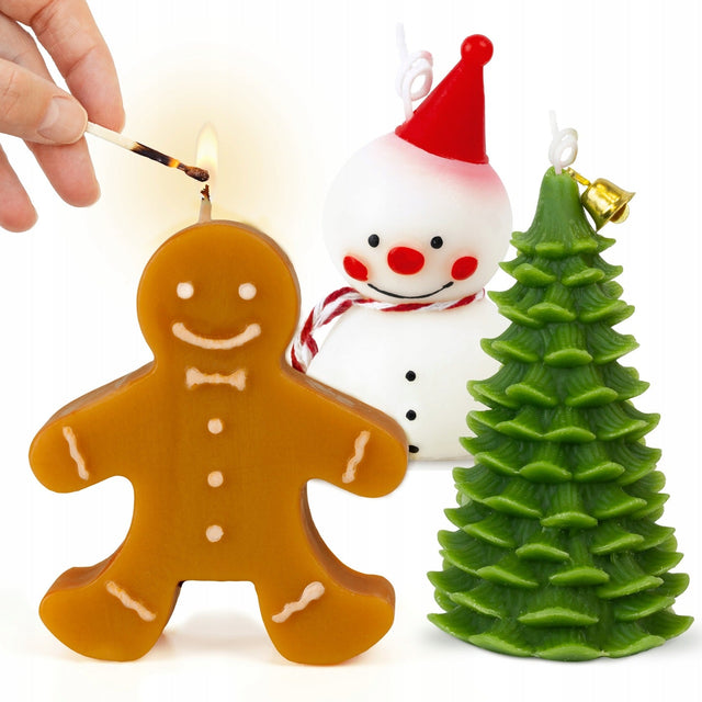 Weihnachtskerzen Schneemann Weihnachtsbaum Lebkuchen Lebkuchen KIT 3 Stk.