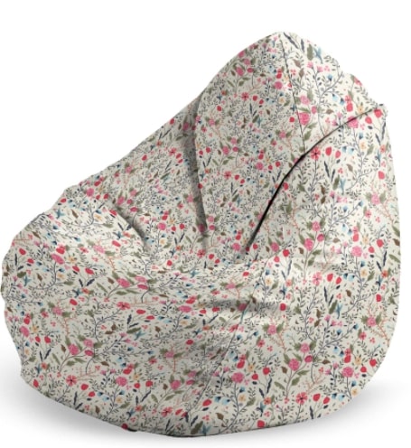 Bean Bag Sitzsack, 80 x 80 x 120 cm, Sitzkissen, mit Tragegriff Boden - Blumen