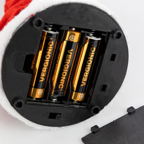 Eine singende Weihnachtsmannmütze, die mit Musik spielt