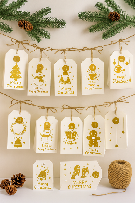 50 weiße und goldene Tischkarten für Geschenke