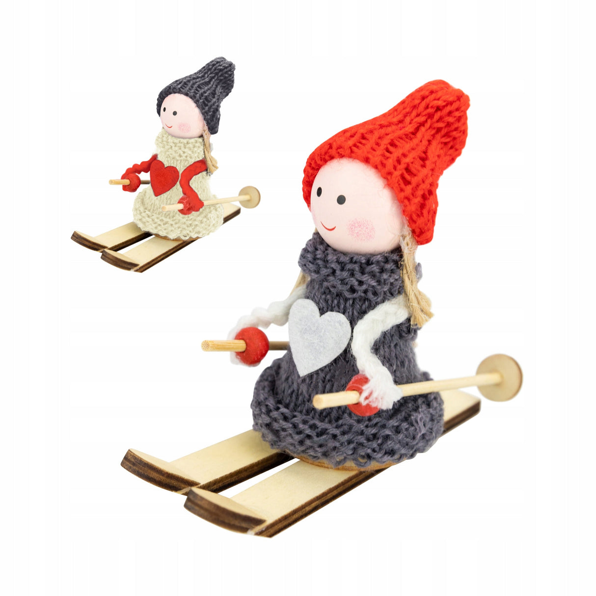 Weihnachtsfigur eines Mädchens auf Skiern