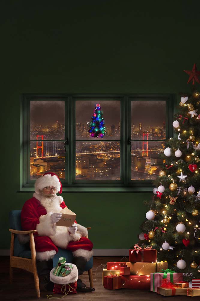 Leuchtender RGB LED Weihnachtsbaum für Glas