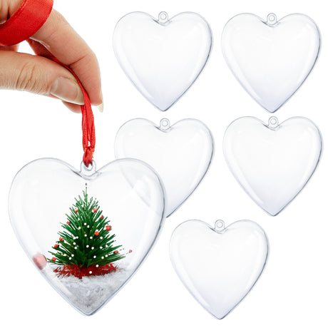 Transparente Kunststoffkugeln Herz 5 St.
