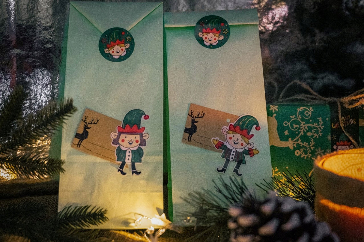 Set Weihnachtsgeschenktüten – verschiedene Größen und Zubehör 8-tlg.