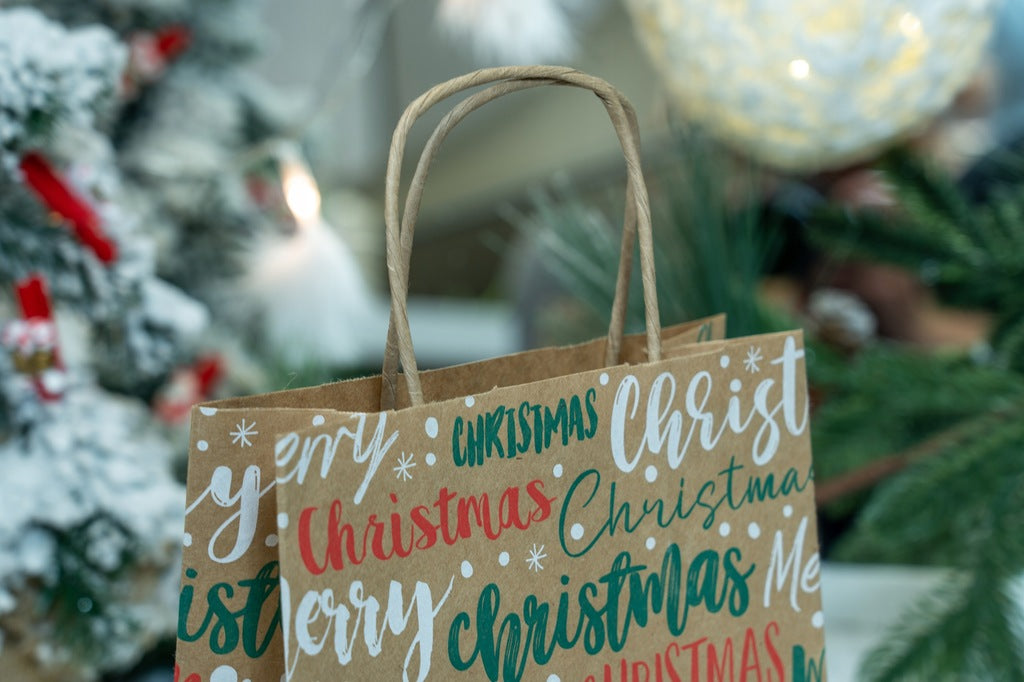 Weihnachtspapiertüte 180x80x220mm Frohe Weihnachten