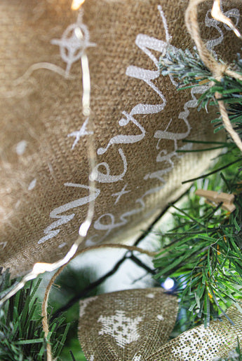 Jute-Geschenkbeutel 30x42cm FROHE WEIHNACHTEN