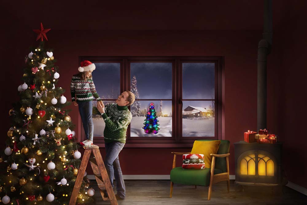 Leuchtender RGB LED Weihnachtsbaum für Glas