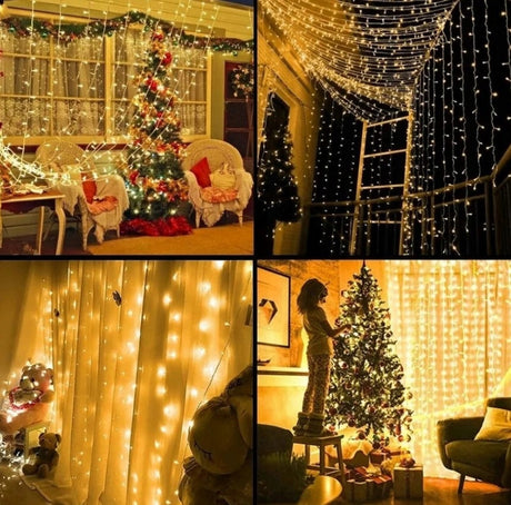 Warmweißer LED-Lichtervorhang 3x3m