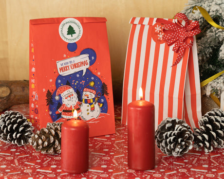 Weihnachtsgeschenktüten Set rot und weiß 8-tlg.