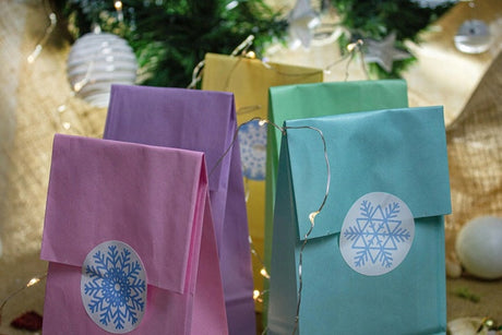 Pastellfarbene Papiertüten mit Aufklebern - 5er-Set umweltfreundlich