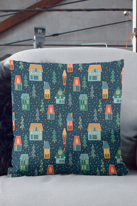 Weihnachtsdeko-Kissenbezug 250×250mm Häuser