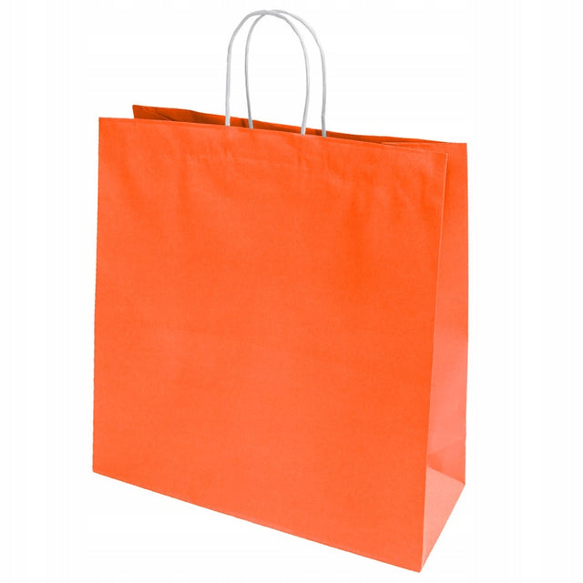 Papiertüte mit Drehgriff Premium - ORANGE - 350x150x400mm