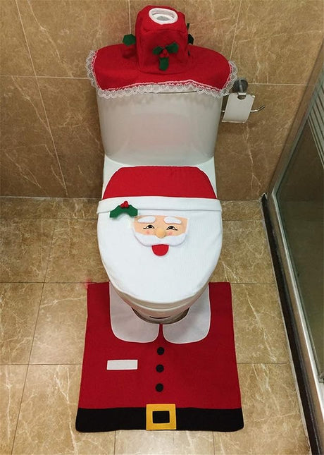 Weihnachtsbadezimmer-SET Toilettensitzbezug
