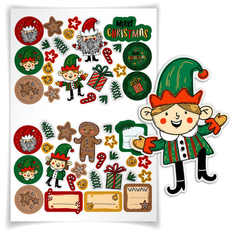 Weihnachtsdeko-Aufkleber ELFEN 10er Set.
