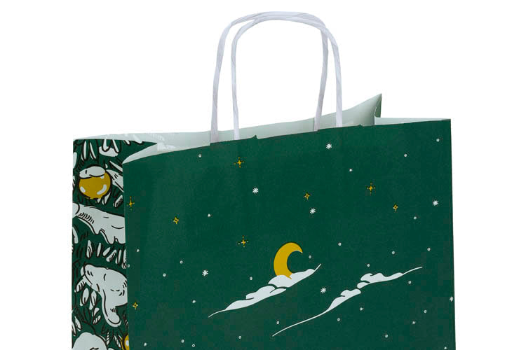 Weihnachtspapiertüte 240x100x320mm Grüner Weihnachtsbaum