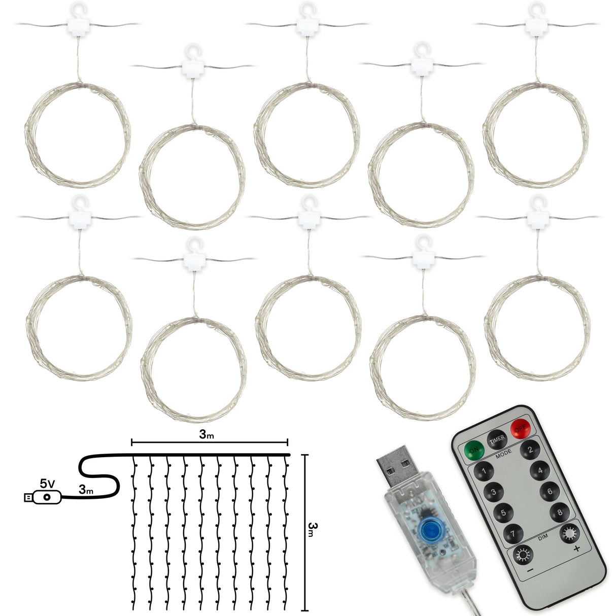 Lichtervorhang Lampen WARMES LICHT 3m