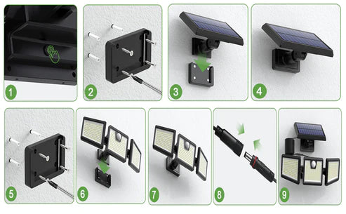 Dreifache Solarlampe mit Bewegungssensor bei Dämmerung