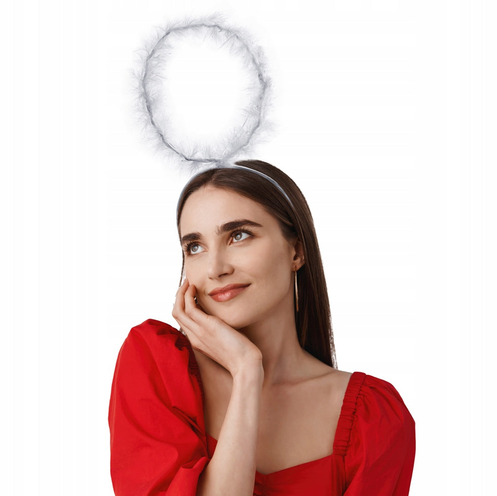 Engelskopf Heiligenschein mit Federn, weiß