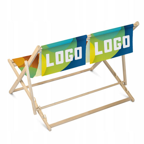 Doppelliegestuhl aus Holz DEIN LOGO/FOTO + Rückenbanner