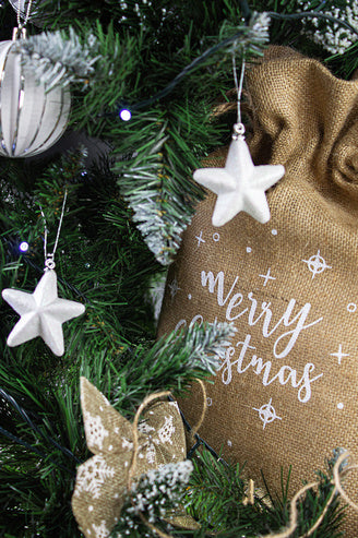 Jute-Geschenkbeutel 30x42cm FROHE WEIHNACHTEN