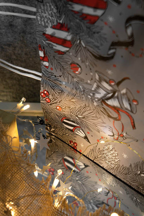 Weihnachtspapiertüte 320x160x380mm Grau Frohe Weihnachten